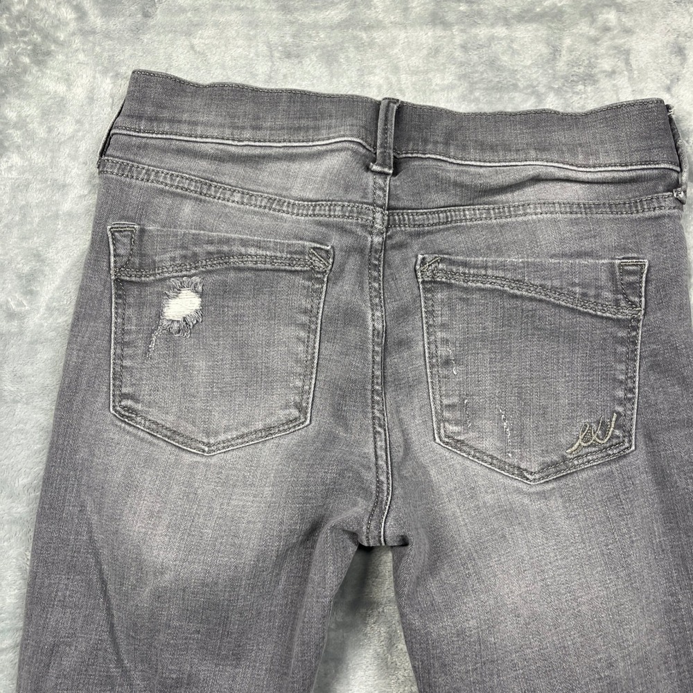 Express Jeans Women 2R Grey Distressed Performance Stretch Mid Rise Skinny - Picture 8 of 13